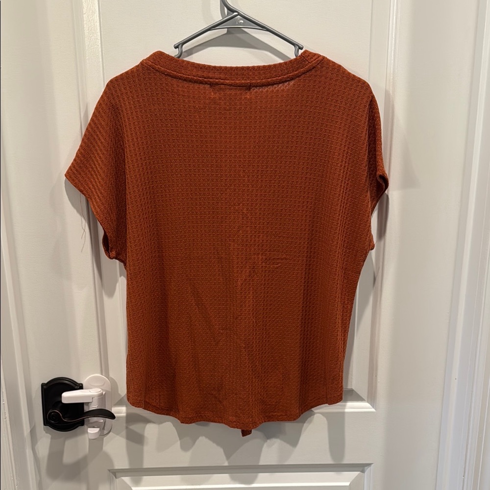 Pink Rose Rust Button Down Ribbed Top - Picture 5 of 5